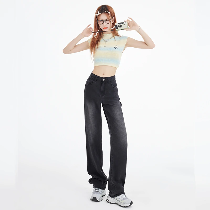 2023Jeans Women's Black Pants Spring/Summer Commuting Real Time Photos Tian Si Ultra Thin Slim Straight Tube Wash