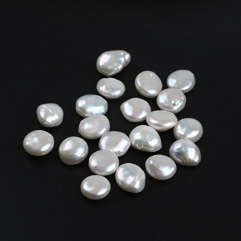 

Hot Sale Natural White 14-15mm Keshi Button Shape Freshwater Pearls Loose Bead