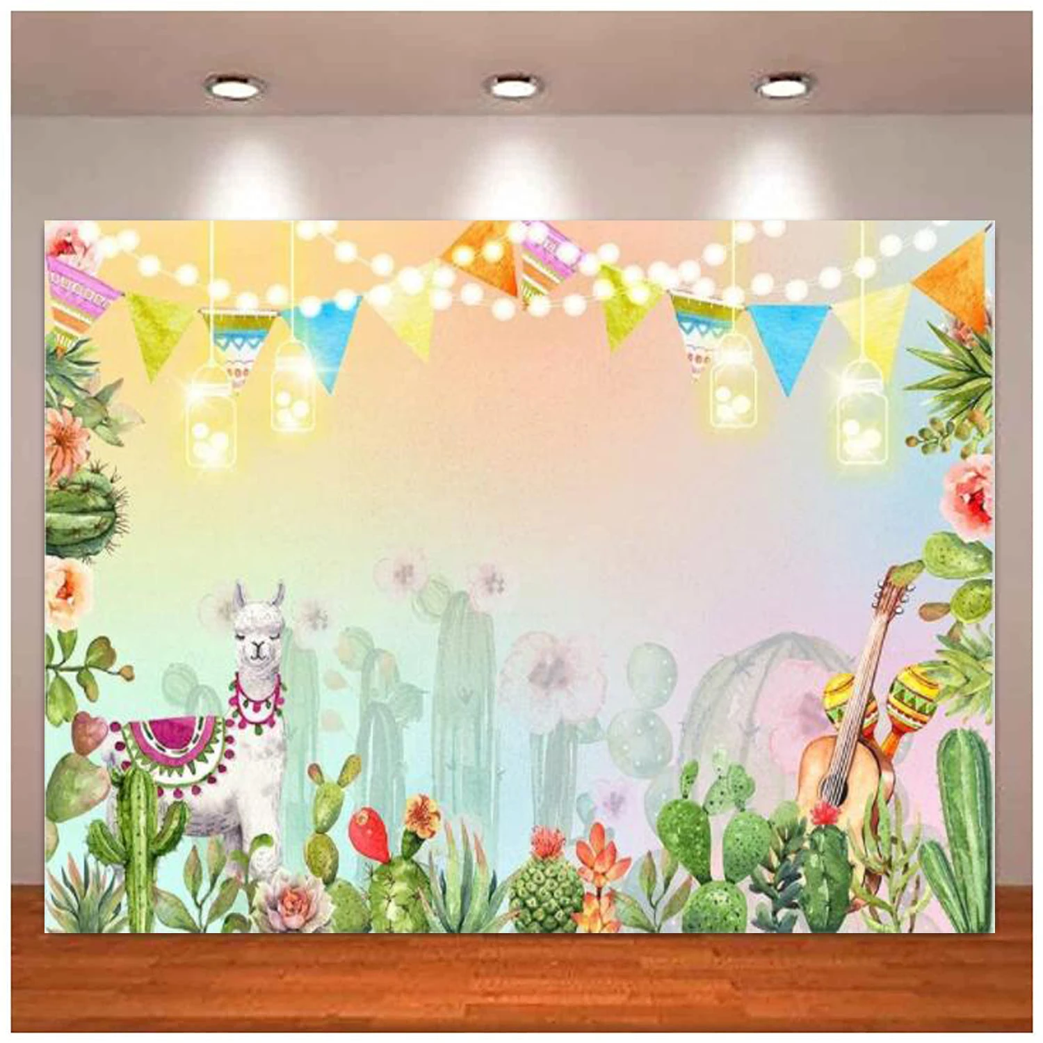 

Mexican Fiesta Party Photography Backdrop Cactus Alpaca Llama Background Cinco de Mayo Baby Shower Birthday Banner Decoration