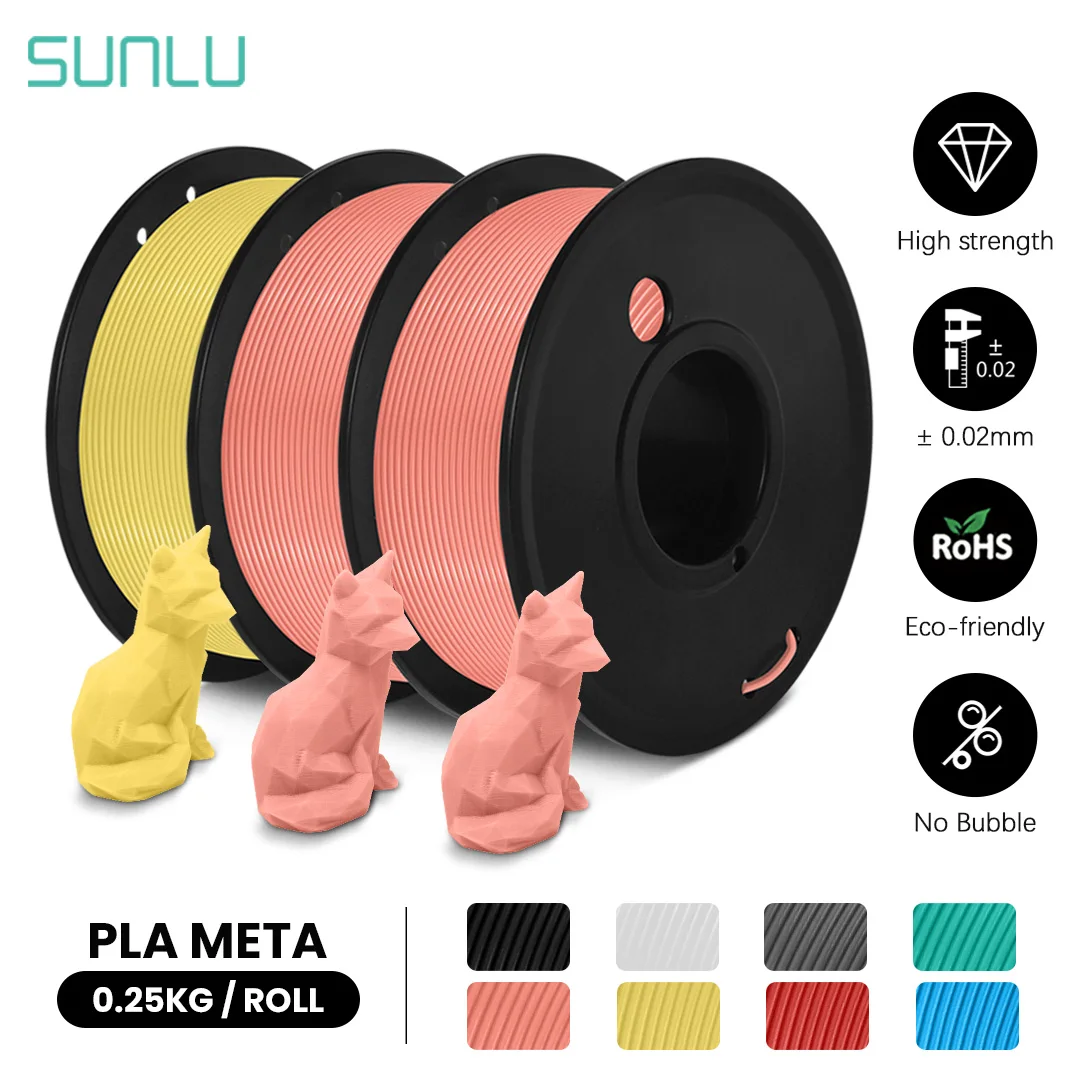 SUNLU 3Rolls PLA Meta 3D Printer Filament 0.25KG/Roll 1.75MM Mini Spool High Liquidity Better For Fast Print Child 3D Pen Refill loading=lazy