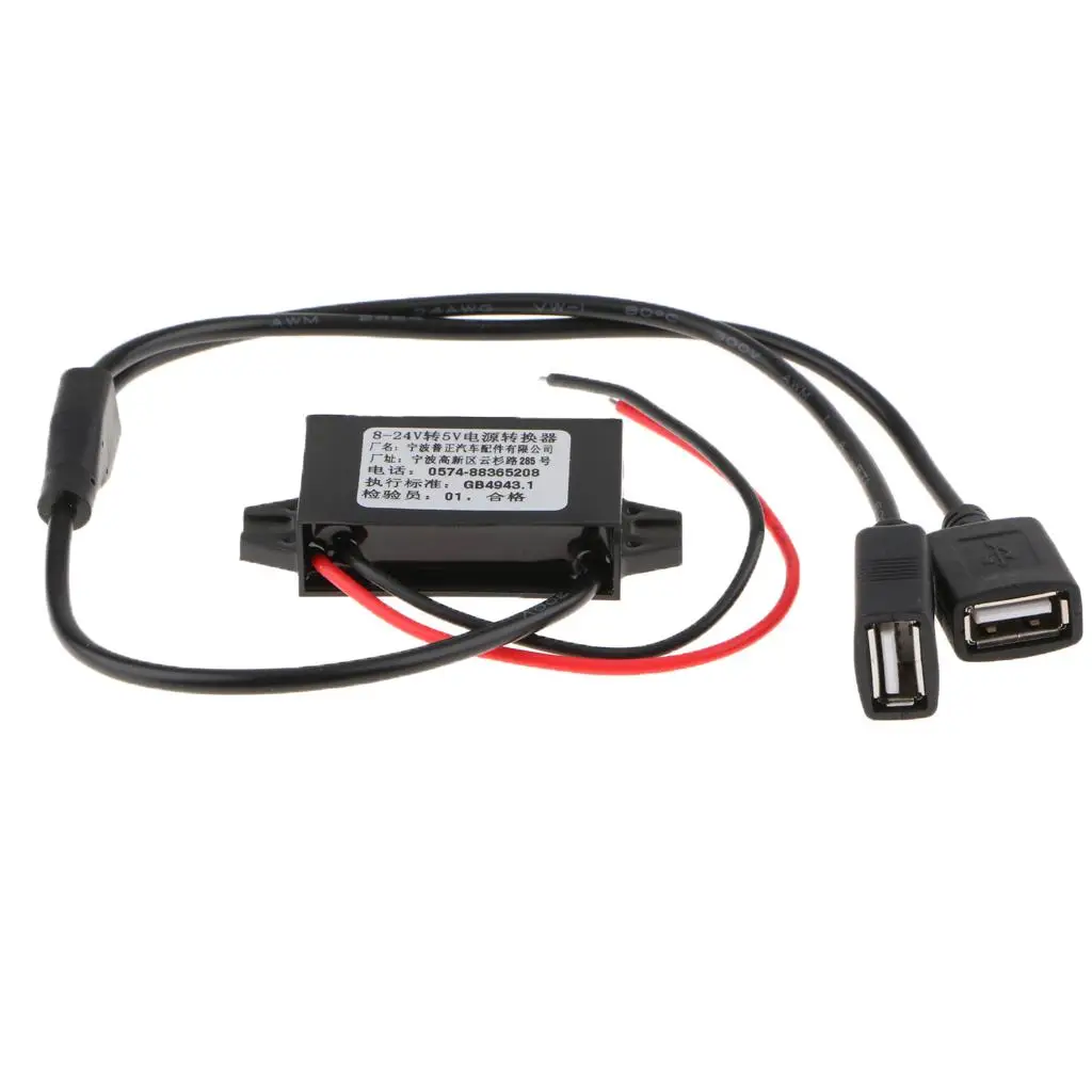 

Car DC 8V-24V to 5V 3A Hard Converter Dual USB