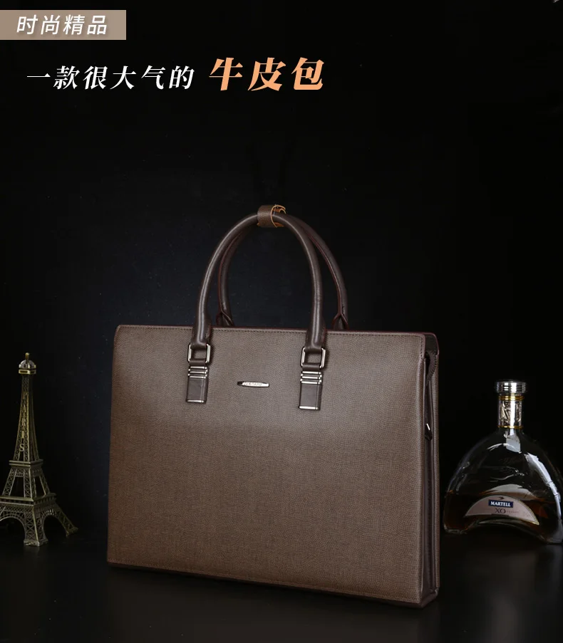 Brand Large Capacity Men's Bag Handbag Genuine Leather Portfolio Crossbody Briefcase Men's Briefcase Computer Bag Men's Cowhide