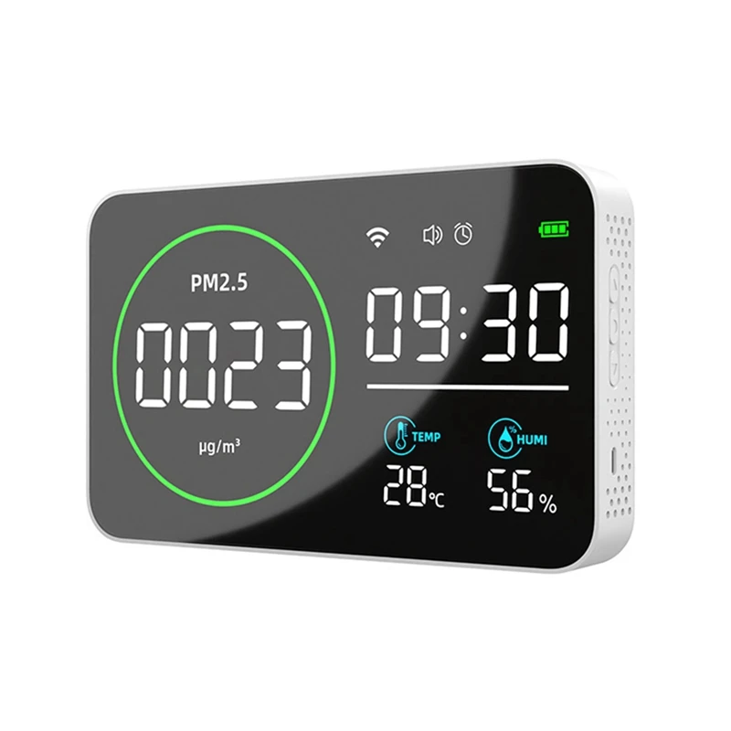 

4 In 1 Temperature/Humidity Time Display Air Quality Monitor 10 Inch LED Screen Full Display