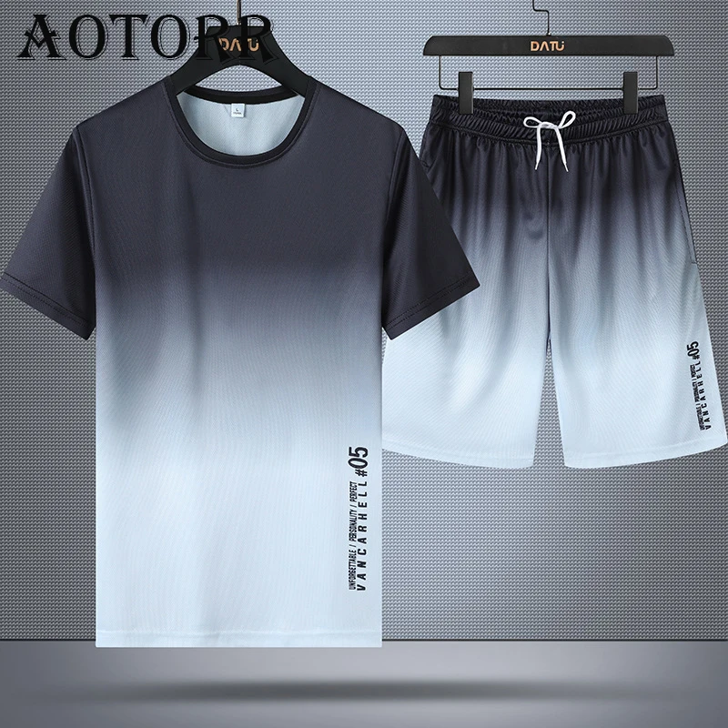 Мужской спортивный костюм для фитнеса Повседневная летняя футболка и шорты