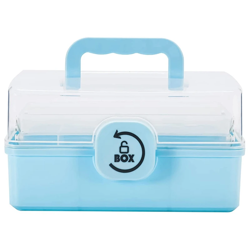 Пластиковый ящик для хранения с 3-уровневым складным лотком органайзером