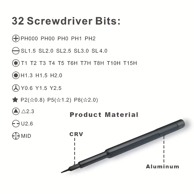 Набор Прецизионных Магнитных Отверток 63-в-1 Шестиугольная Ручка Torx