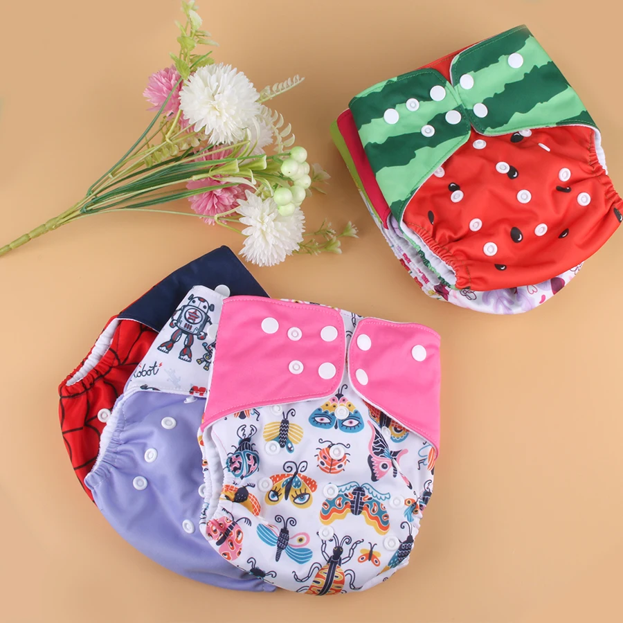 4pcs/Set Washable Eco-Friendly Cloth Baby Diaper Reusable Adjustable Diapers Cloth Nappy Cover Ecological Diaper Fit 3-15kg Baby images - 6