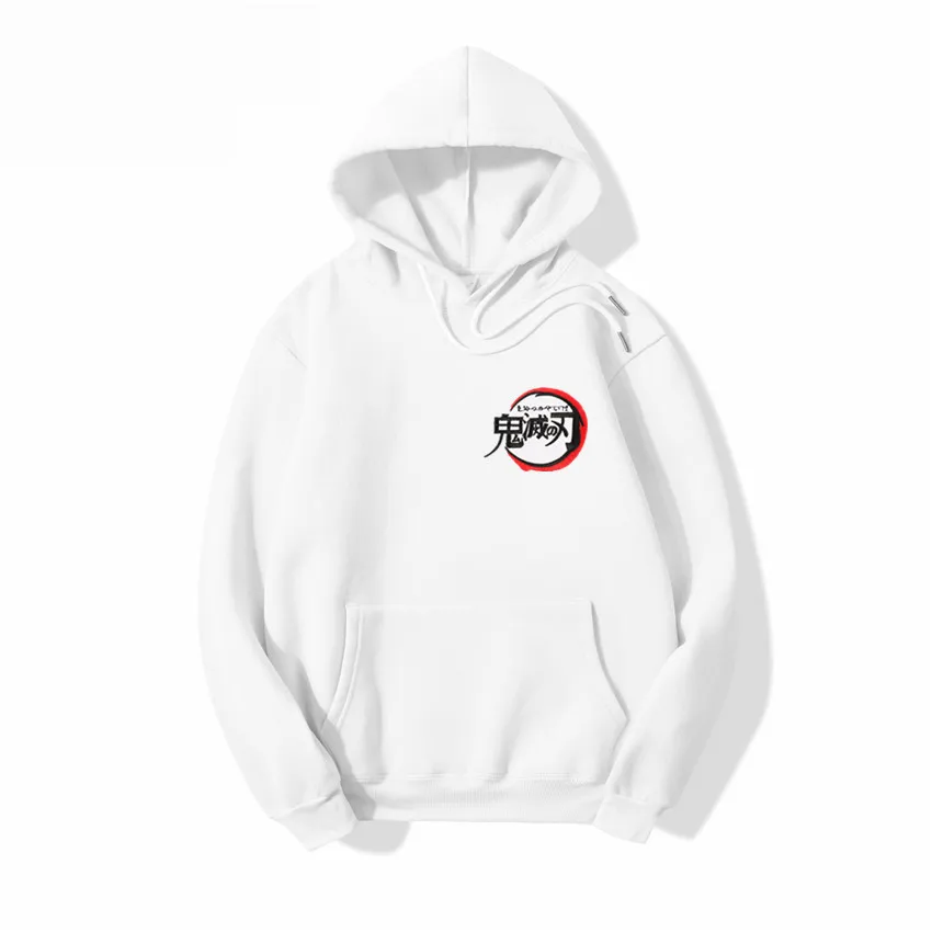 Anime Demon Slayer Graphic Embroidery Mens Hoodies 320g Heavy Fabric Cotton Casual Harajuku Men Hoodie Oversized Clothes Male