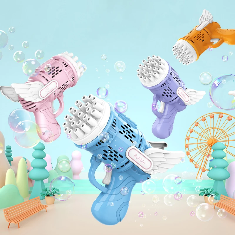 

Пистолет для мыльных пузырей rocket с 23 отверстиями, Подарочная автоматическая машина для выдувания мыльных пузырей в форме пистолета, детски...