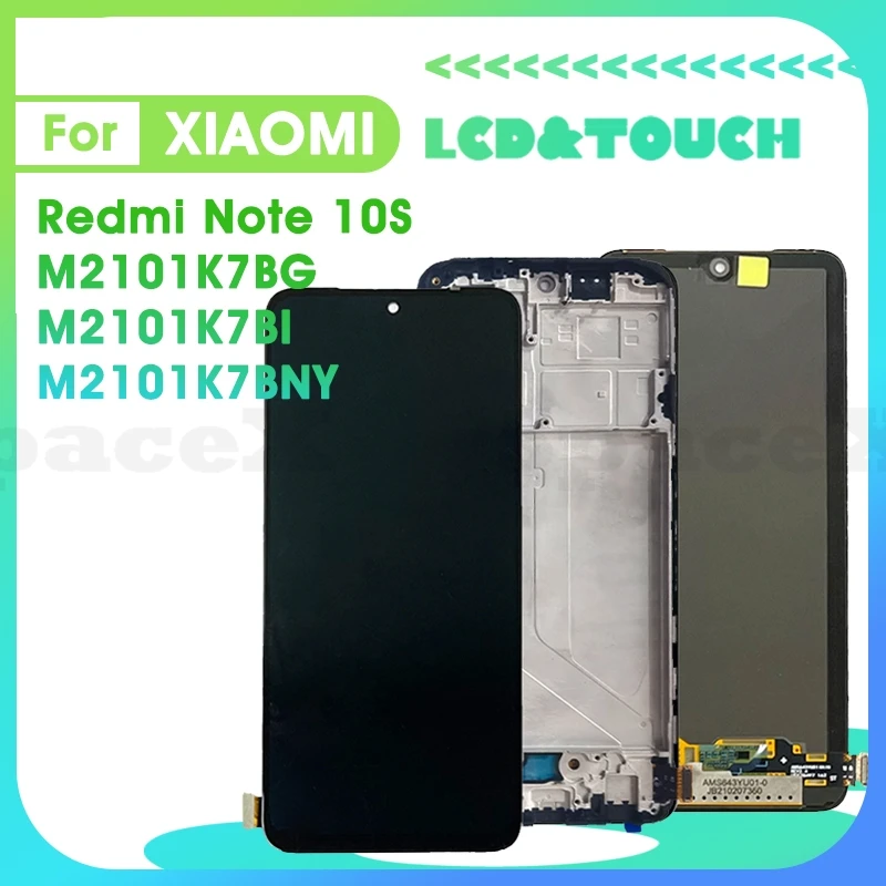 Note10S 6 43 &quotAMOLED для Redmi Note 10S ЖК-дисплей M2101K7BG сенсорный дигитайзер в сборе сменный