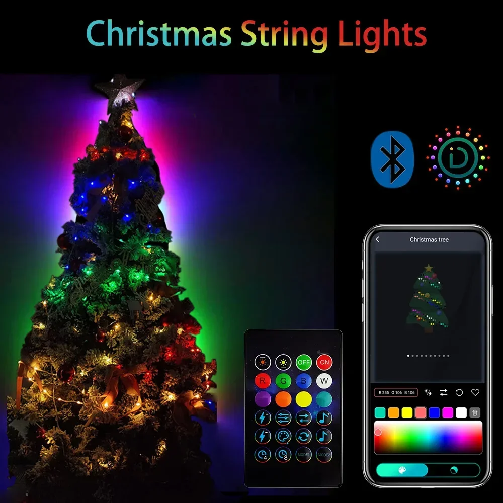 

Usb Led String Light Smart App Controller DIY Christmas Tree Garland RGB Addressable Fairy Lights 5m 10m 15m 20m Birthday Decor