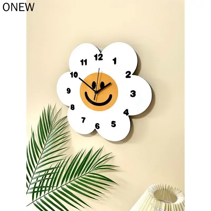 

Wall Hanging Clock Living Room Shop Silent Cute Wall Clock Flower Wall Clock Face Flower Creative Cartoon Simple Decoration