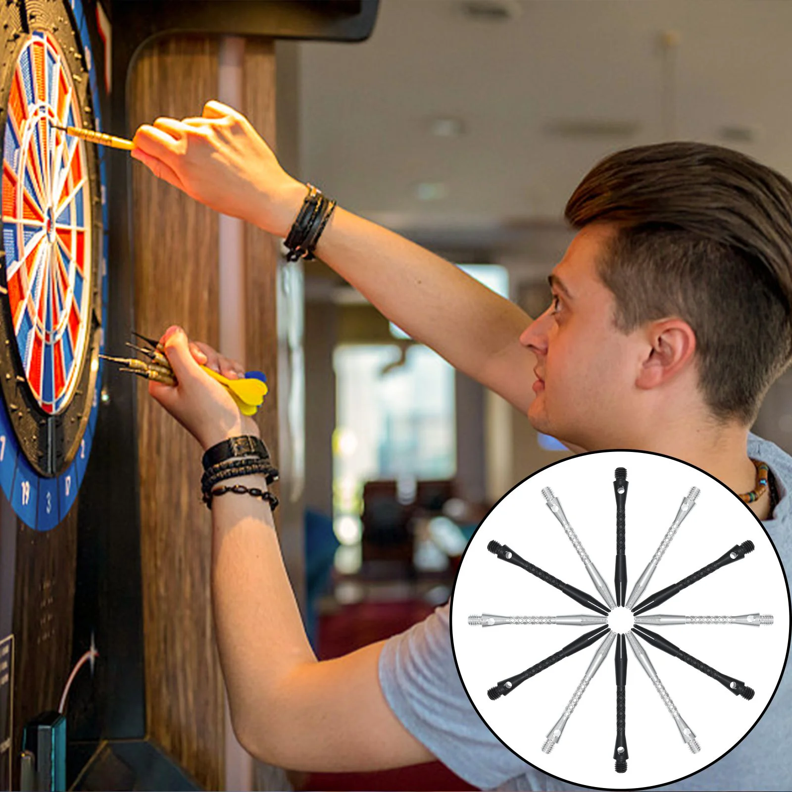 

12 Pcs Shaft Aluminum Rod Aluminium Alloy Dart Shafts Metal Replacement Replacements Barrels Steel Tip