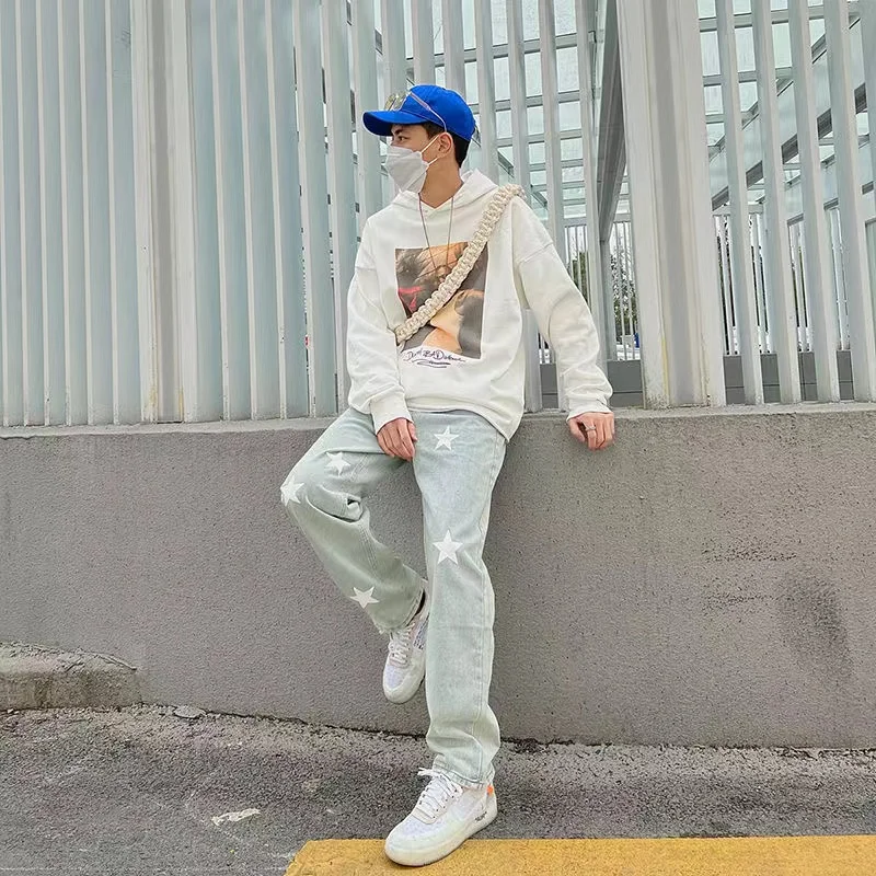 Y2K Men's Streetwear Casual Wide Leg Denim Trousers Straight Men Baggy Low Rise Cargo Jeans Alt Pants Hip Hop Trousers Clothes