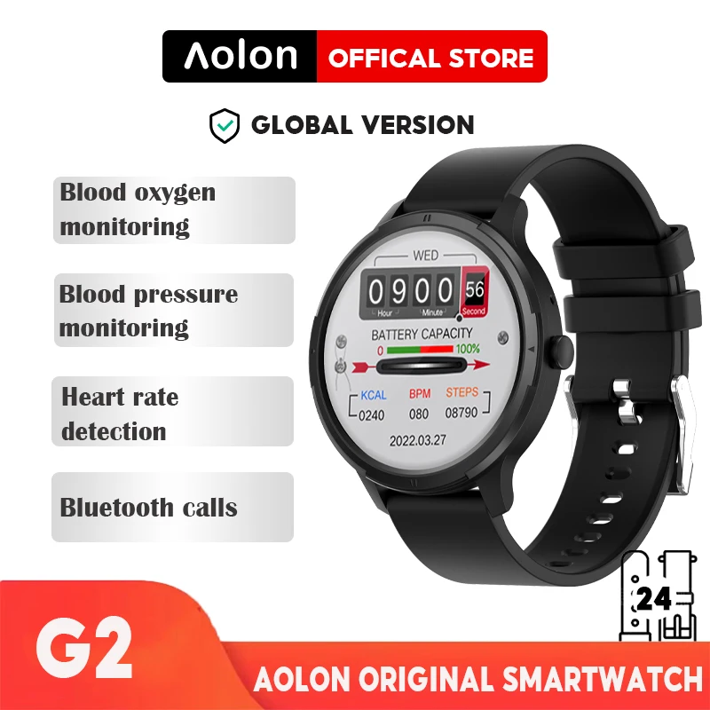 

Aolon New Bluetooth Calls Smart Watch Men HeartRate Blood Pressure Monitoring Smartwatches Life Waterproof Women Smartwatch+Box