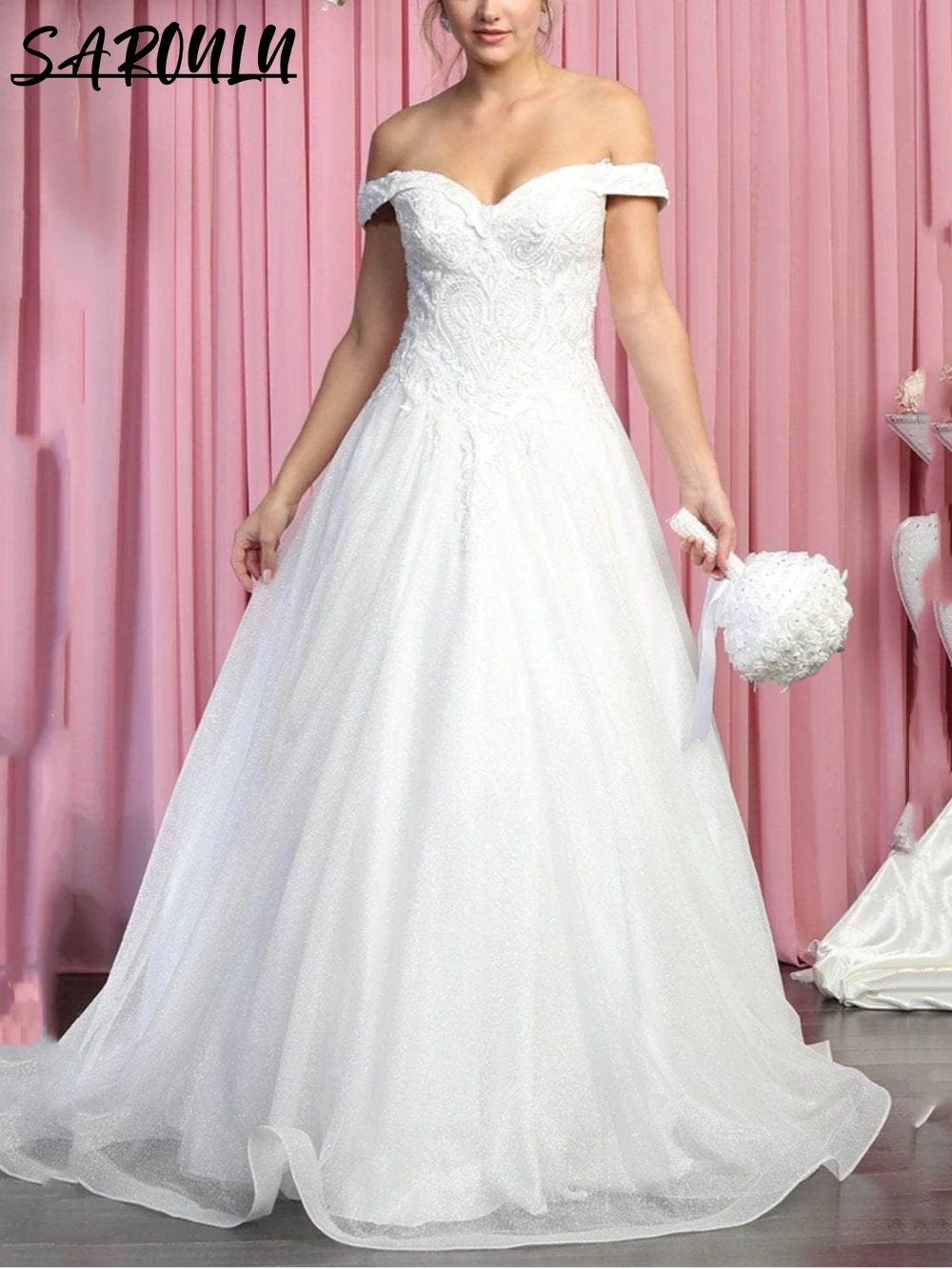 

Vintage Off The Shoulder Lace Wedding Dress Sweetheart A Line Horsehair Hemline Vestidos De Novia Robe De Mariée Abito Da Sposa