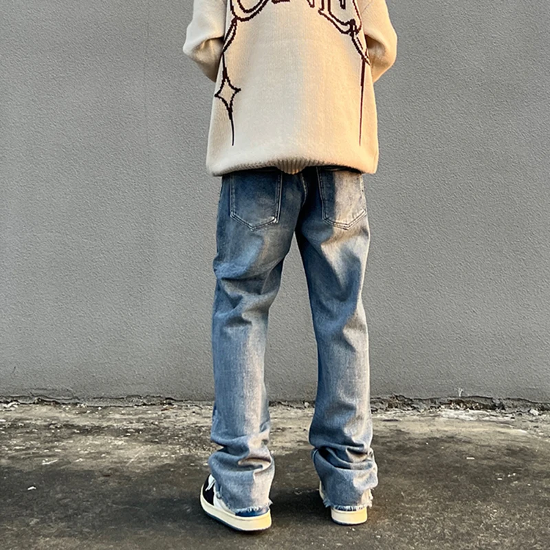 2023 Solid Color High Street Patchwork Baggy Jeans Y2k Skulls Embroidery Casual Denim Pants Men and Women Elastic Waist Trousers