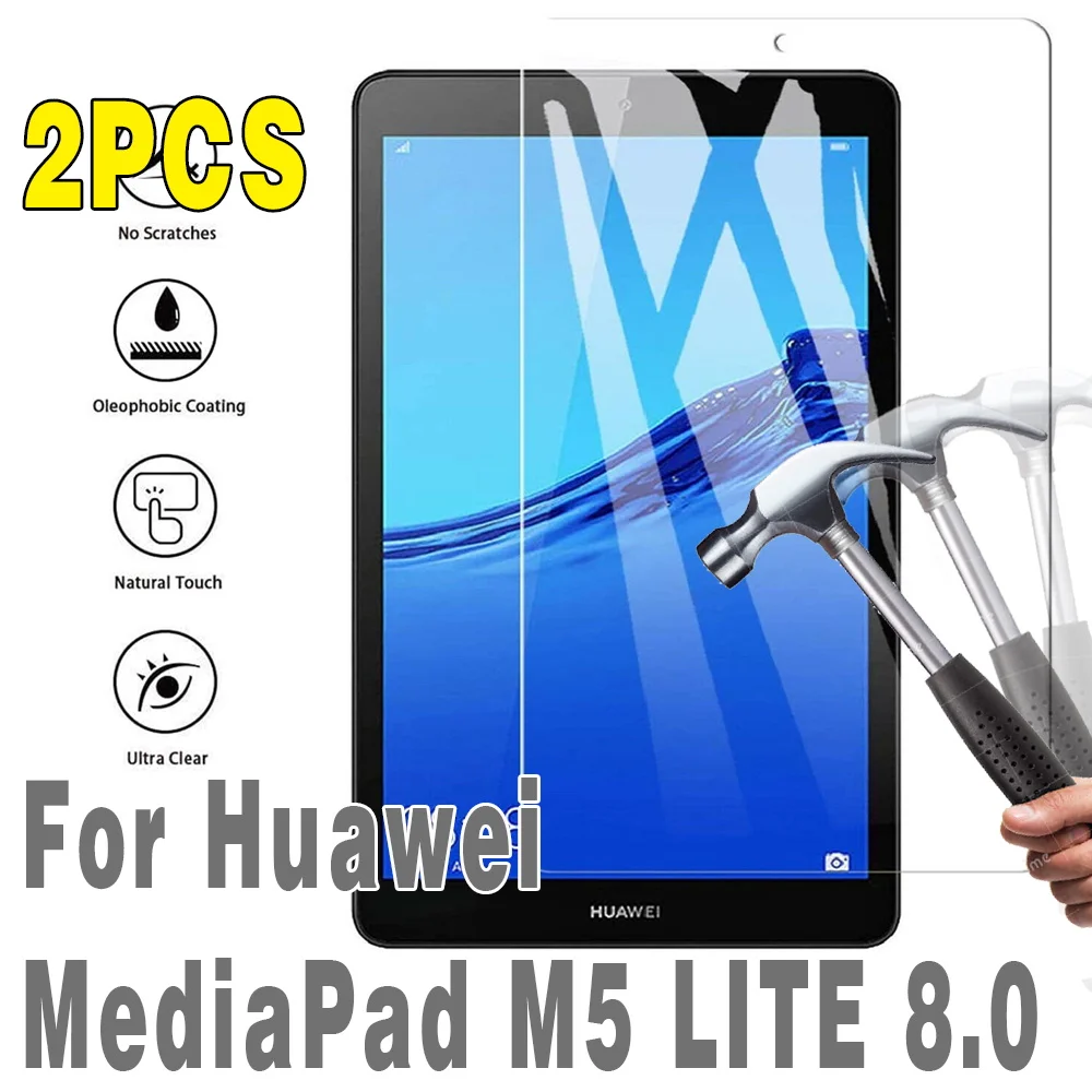 

2Pcs Tablet Tempered Glass Screen Protector Cover for Huawei MediaPad M5 LITE 8.0 inch Scratch Proof 9H Tempered Film