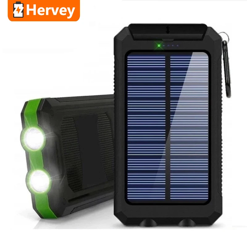 

Solar 80000mAh Power Bank Dual USB powerbank Waterproof Battery External Portable Charging with LED Light 2USB powerbank
