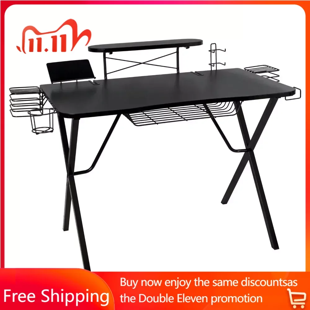 

Настольный профессиональный игровой стол Pro со встроенным хранилищем, компьютерные столы, металлические держатели для аксессуаров и прорезы для кабеля, мебель для офиса