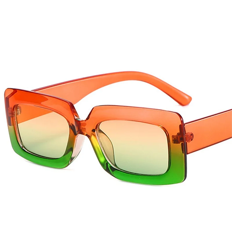 

Retro Square Colorful Shades UV400 Women Gradient Sunglasses Fashion Men Orange Green Sun Glasses