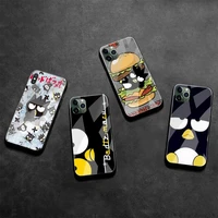 cute cartoon crow badtz maru phone case tempered glass for iphone 13 12 mini 11 pro xr xs max 8 x 7 plus se 2020 cover