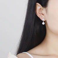 korean fashion snowflake zircon pearl pendant stud earrings for modern womens earrings charm jewelry anniversary gifts