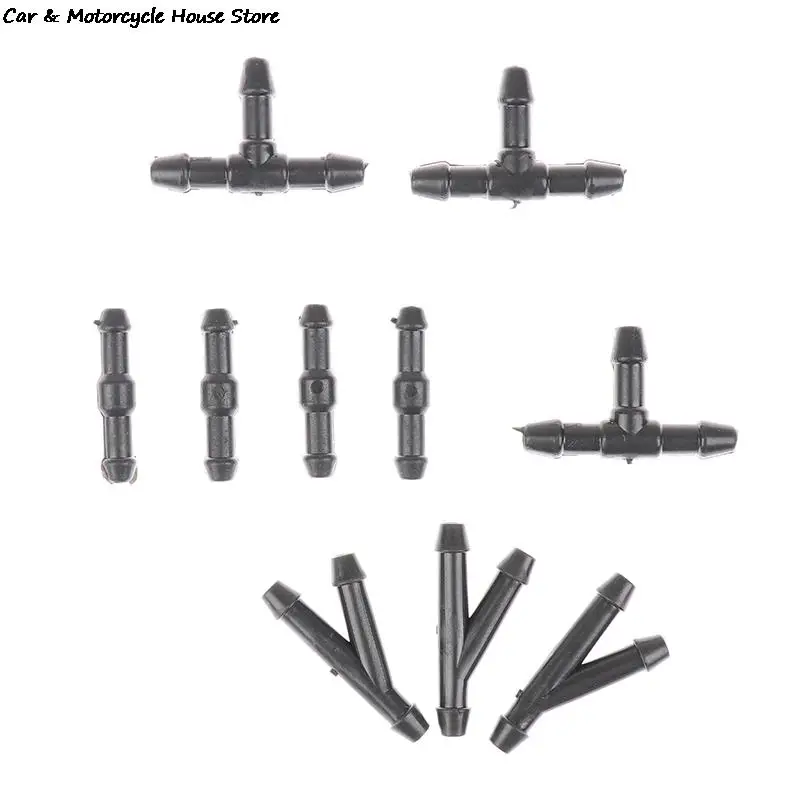 10Pcs Universal Joiner Pipe Connector T Piece Straight Tee 3 Way Y Piece Air Fuel  Water Petrol Wiper Nozzle Hose Tubing