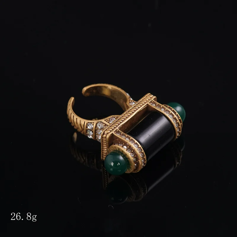 Фото Открытое кольцо Artisan-Crafted Vintage Galaxy из натурального камня — вневременные небесные украшения для жирного стиля №3