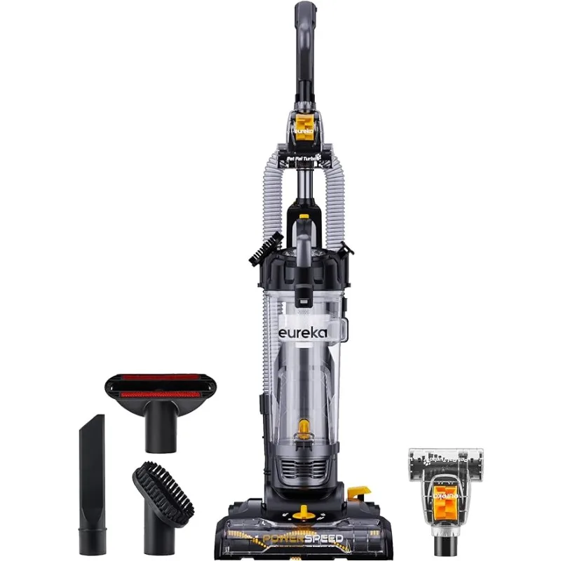 

PowerSpeed Lightweight Powerful Upright Vacuum Cleaner for Carpet and Hard Floor, Pet Turbo, Black,Yellow