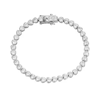 trendy 925 sterling silver 3mm heart high carbon diamond tennis bracelet for women plated white gold 5a zircon bracelets bangles
