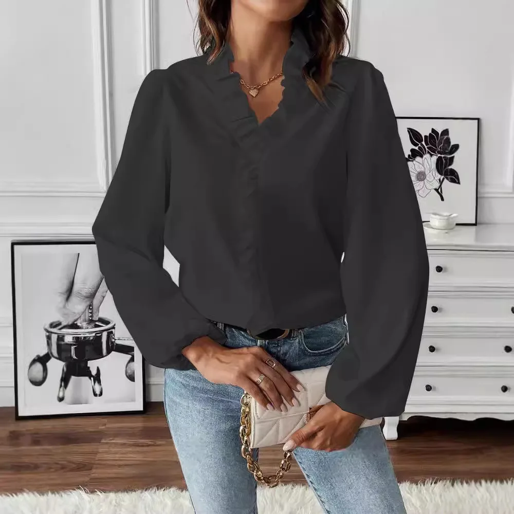 Элегантная блузка женские рубашки весна-лето новая с рюшами рубашка Donna белые