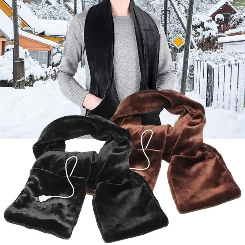 

Зимние шарфы с электрическим подогревом, Регулируемый температурный нагревательный шейный платок, удобный ошейник с USB-зарядкой, шарфы, шал...