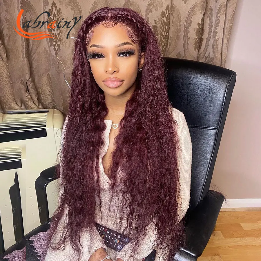360 бразильские вьющиеся человеческие волосы на сетке спереди парики бордового