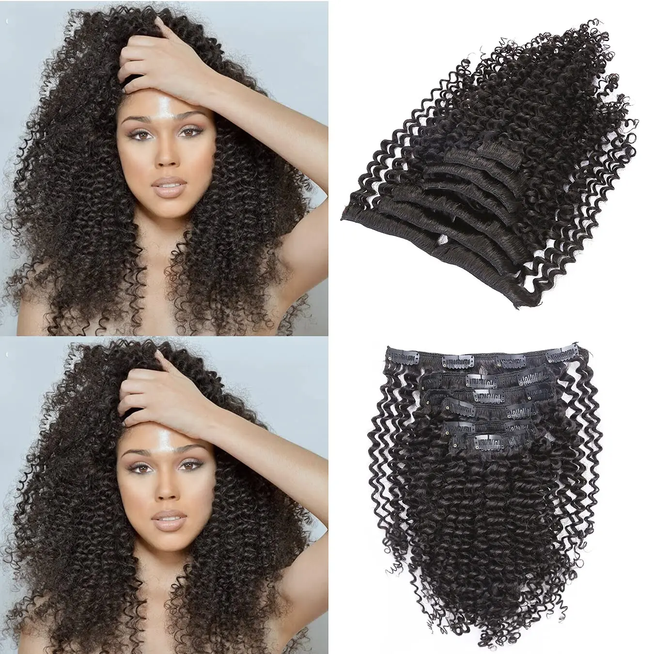 8a Afro Kinkys Curly Hair Extensions Clip For