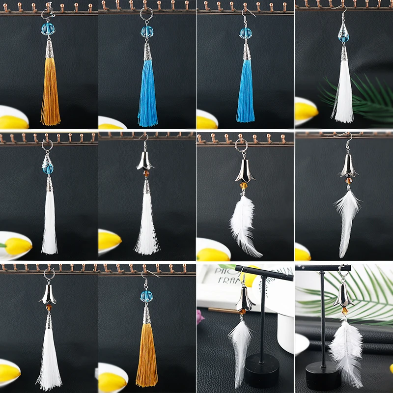 

серьги Accessories Pendientes Piercing Aretes Tassel Gems Ear Clips Jewelry Sets Trend Acero Inoxidable Long Hanging Earrings