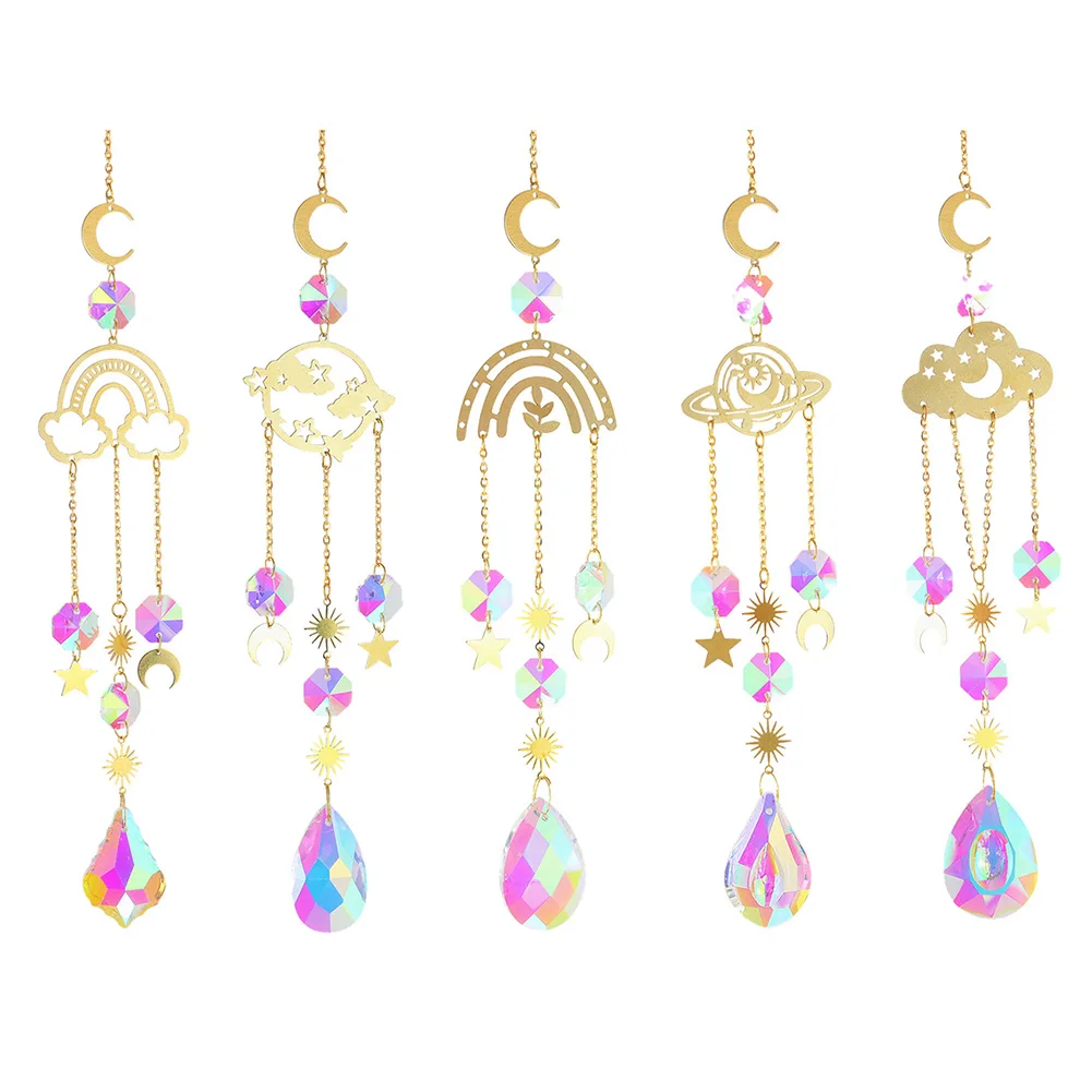 

Prism Windchime Crystal Colorful Windbell Hanging Ornament Art Room Car Indoor Outdoor Home Wall Decoration
