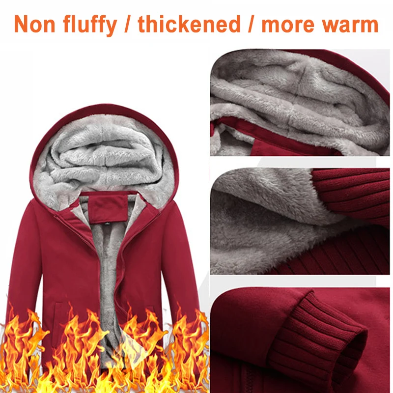 2022 Winter New Men's Thickened Cardigan Knit Sweater Casual Male Loose Warm Hooded Add Wool Zipper Soft Jacket Coat Male