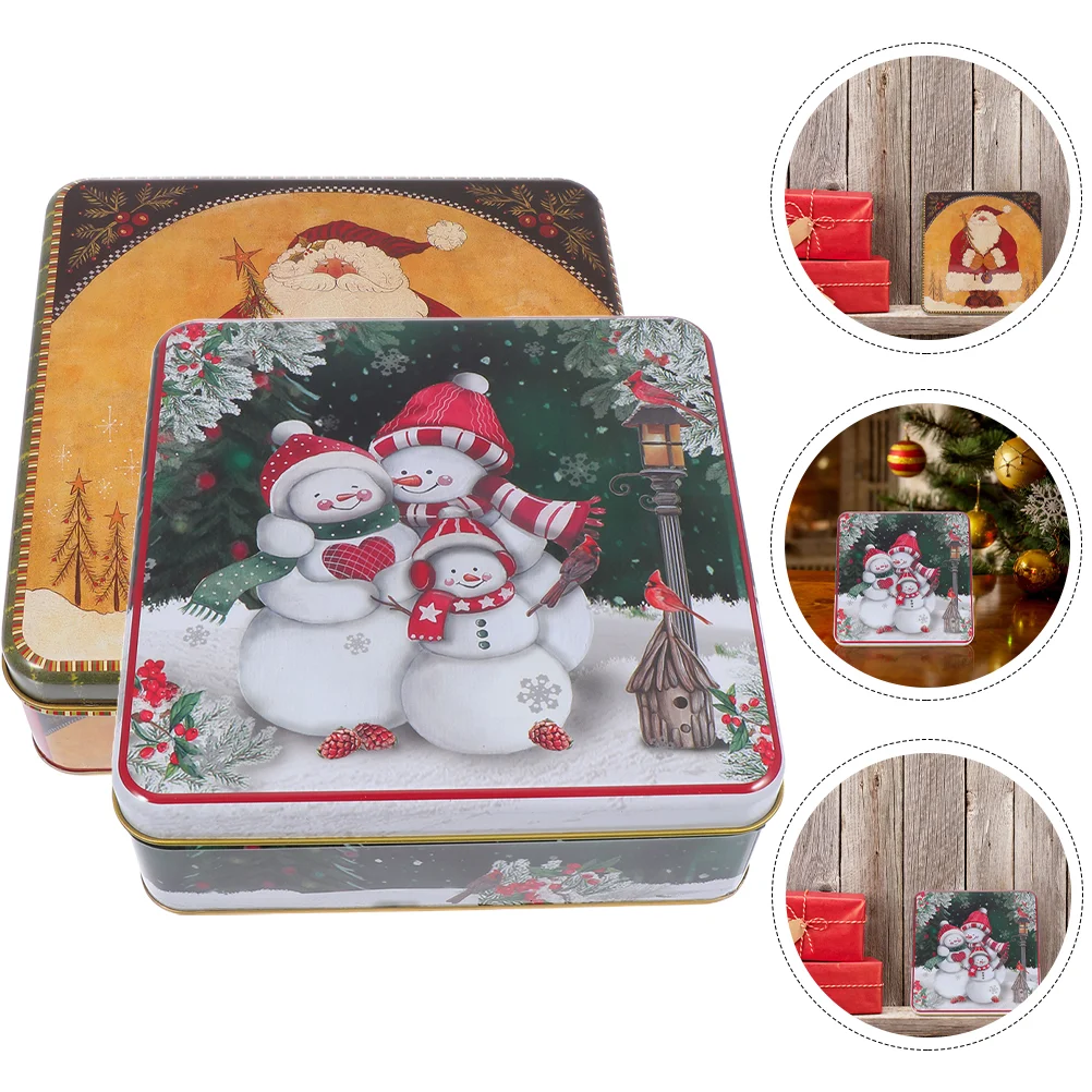 

Christmas Box Tin Cookie Tinplate Gift Tins Boxes Candylids Storagecontainers Square Giving Biscuitholiday Empty Metal Small