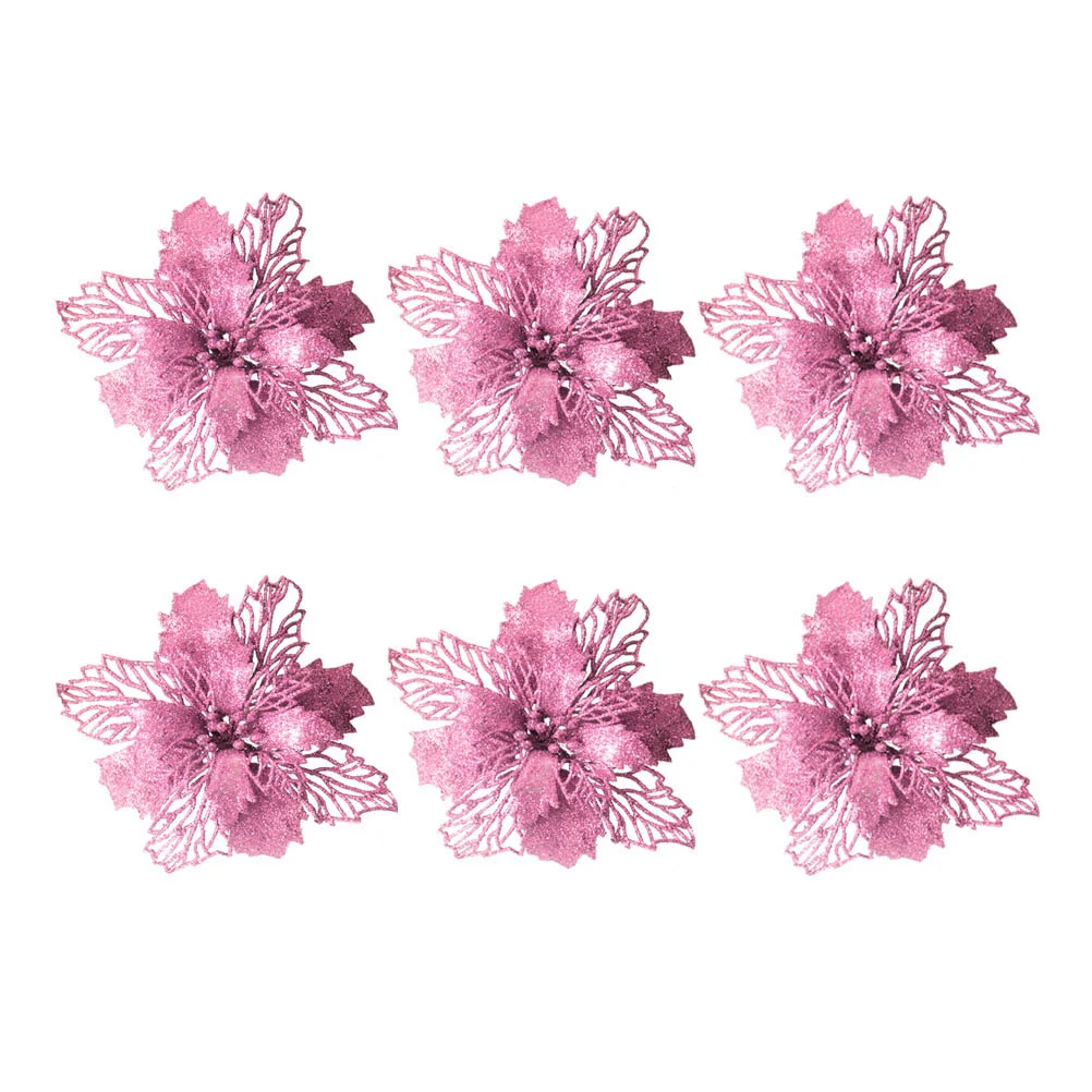 

Flowers Christmas Poinsettiaflower Tree Glitter Fake Wreath Decorations Ornaments Artificial Decoration Garlands Realistic