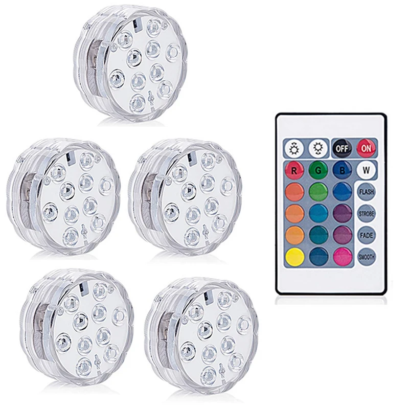 

10Leds RGB Led Submersible Light Garden Swimming Pool Light Underwater Night Lamp For Wedding Party Vase Bowl