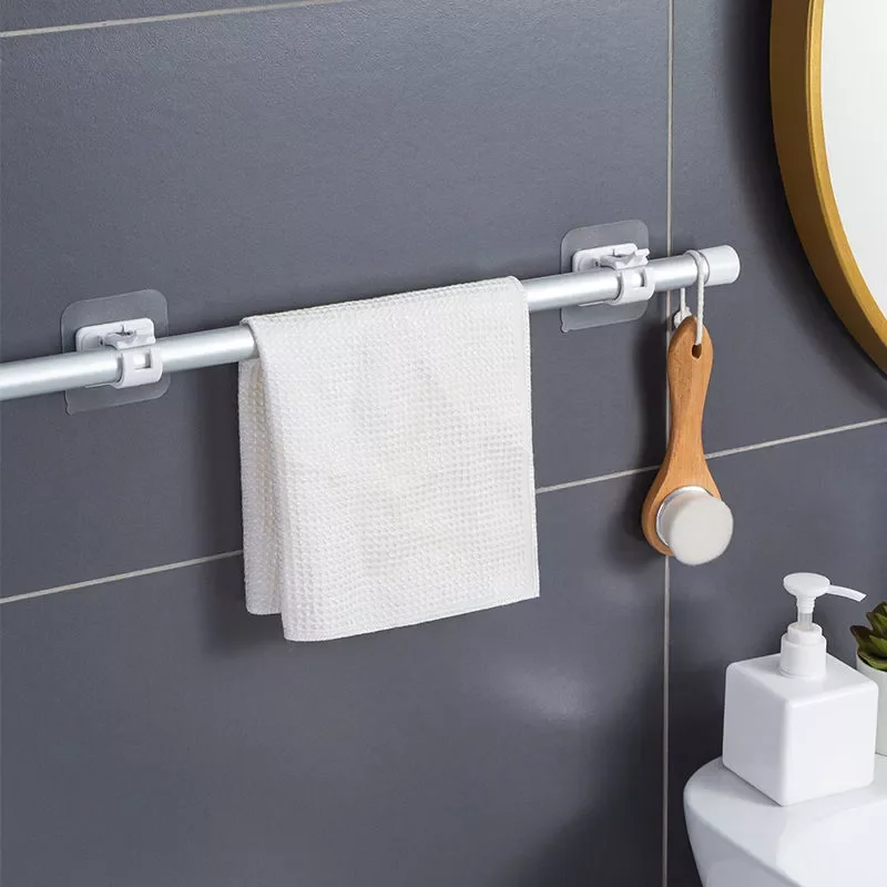 

2022New Adhesive Hooks Punch-free Curtain Rod Clip Hook Shower Curtain Rod Hanging Holder Household Fixed Clip Hanging Hook Hold