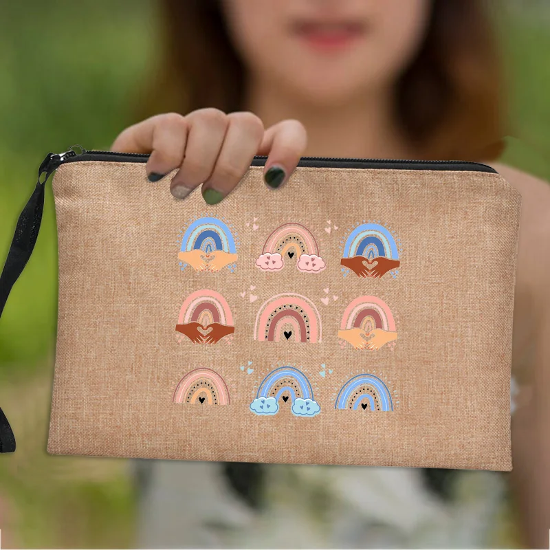 

Women Linen Zipper Pouch Cosmetic Makeup Bag Linen Zipper Pouch Travel Toiletries Organizer Storage Best Bag Wedding Gift