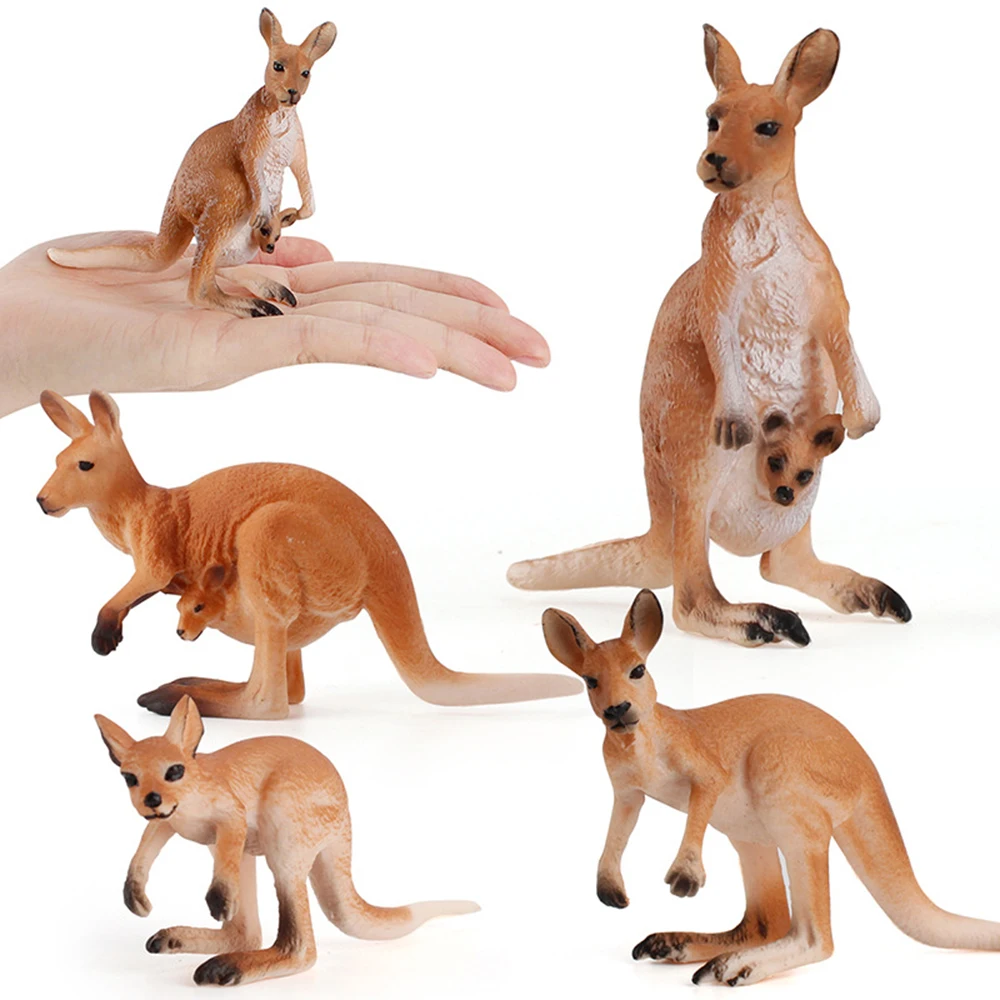 Simulation Wild Animals Action Figure Cute Kangaroo Figurines Kids Toys