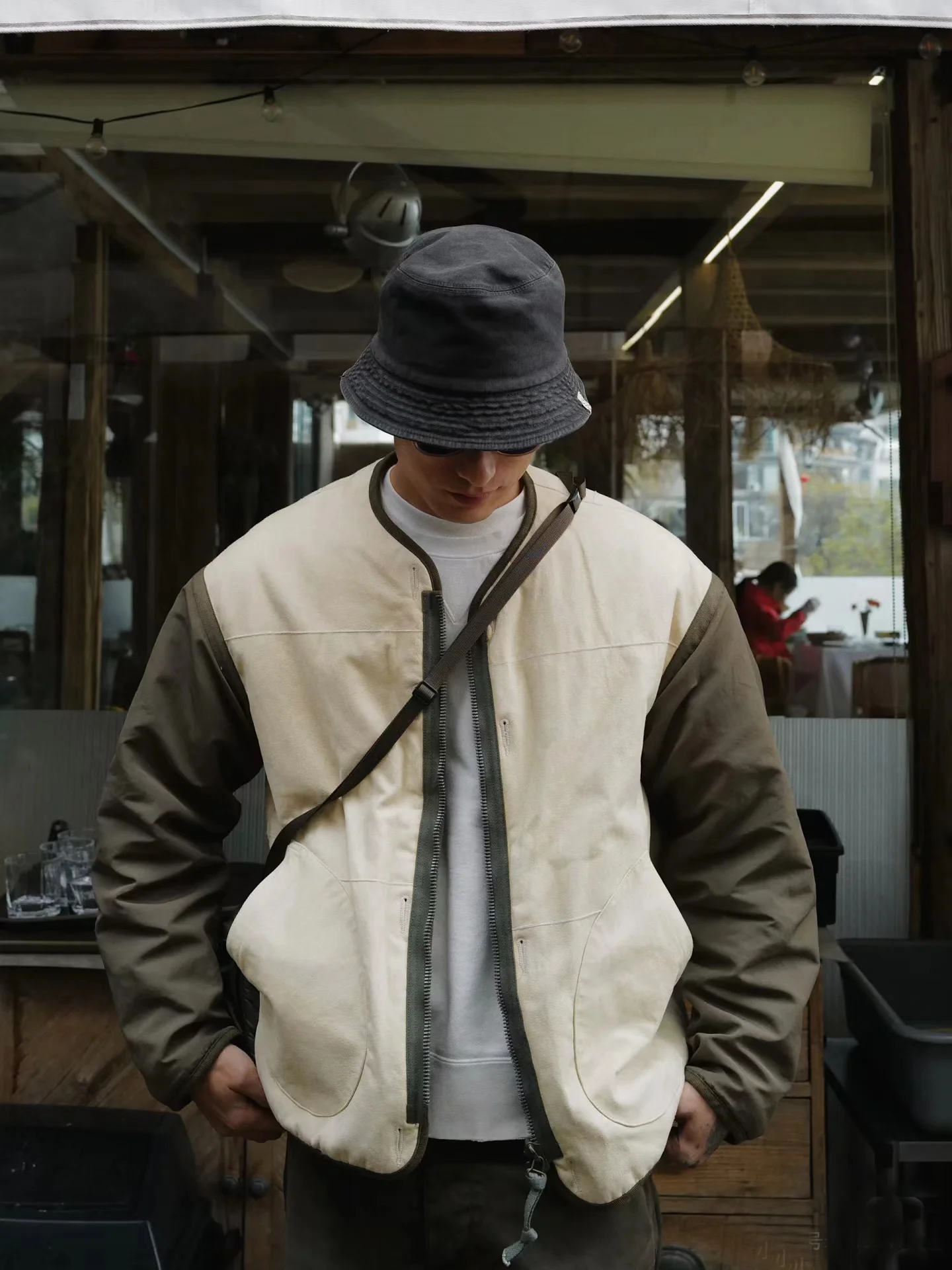 Мужская двусторонняя куртка из овчины VISVIM FIL 24SS IRIS JKT(RBT) кроличьего меха