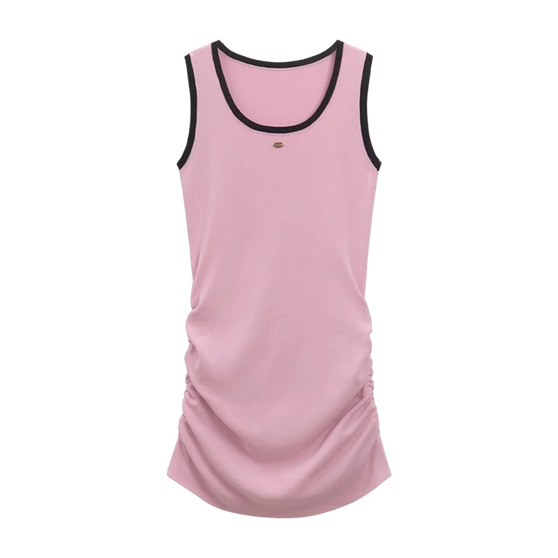 Женские платья 2023 летнее однотонное платье без рукавов милые женские с U-образным