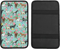 vehicle center console armrest cover pad horse green print soft comfort car handrail box cushion universal fit for most auto v