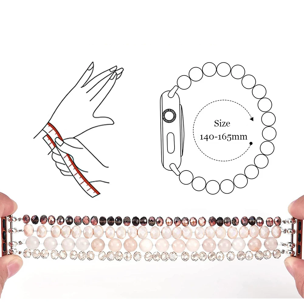 Women Pink Bracelet for Apple Watch Series 8 7 41mm 44mm Ultra 49mm Fashion Agate Wrist Belt for IWatch 6 5 4 Se 38 40mm 42 44mm