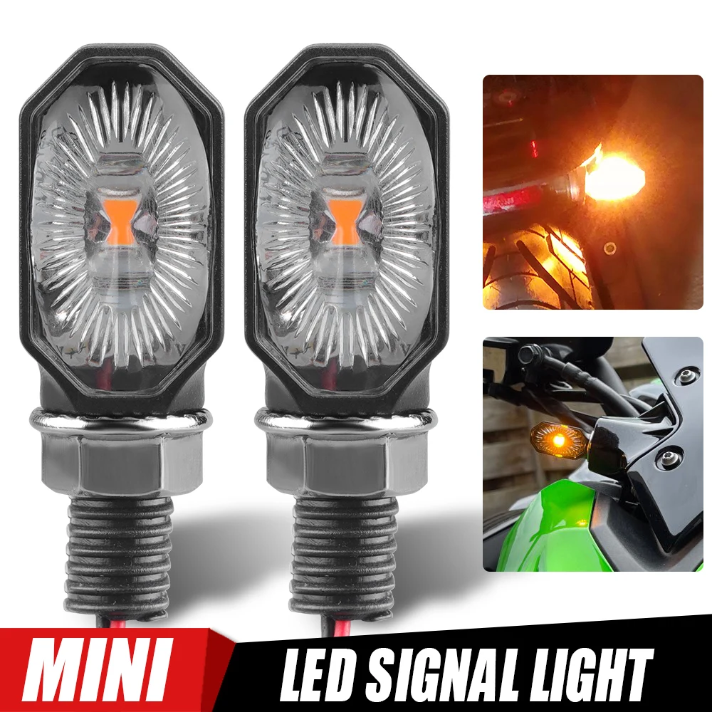 

2Pcs Universal Motorcycle MIni LED Turn Signals Light Moto Flashers Blinker Indicator Amber Lamp 12V For Kawasaki For Suzuki