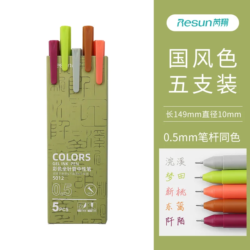 

5Pcs Color Gel Pens with 0.5mm Refills Fine Point Morandi Macaron Color Pens for School Office Cute Stationery